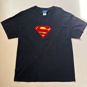 DC comics Superman Felt graphic T-shirt Sz Large Rare Print